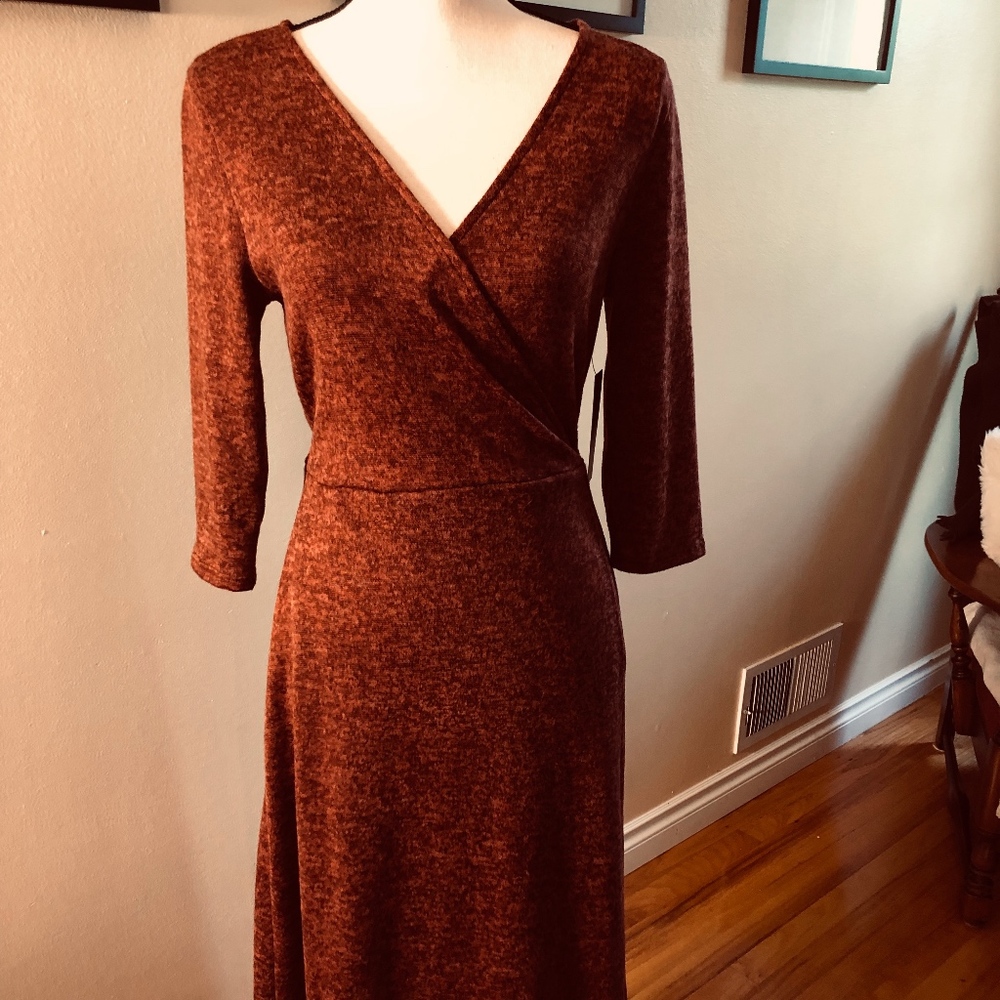 Wrap burnt orange dress NWT